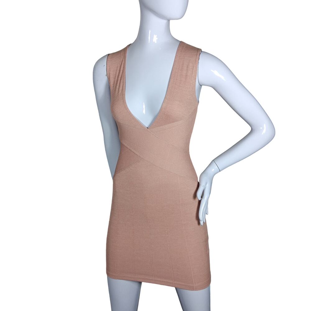 Charlotte Russe Bodycon Dress Size XS Dusty Rose Sleeveless Plunge Neckline